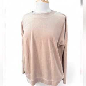 J. Jill Pure Jill Tan Velour Pullover Sweatshirt L